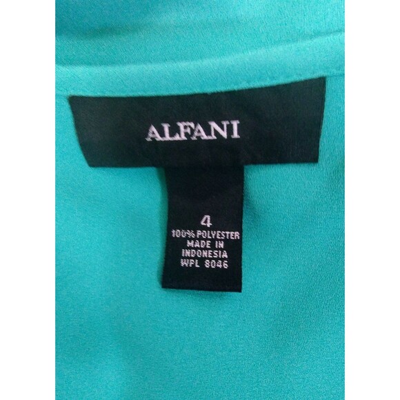 Alfani Blouse Women's L Foam Green Roll Tab Sleeve V Neck Lightweight Cruise - Picture 8 of 9